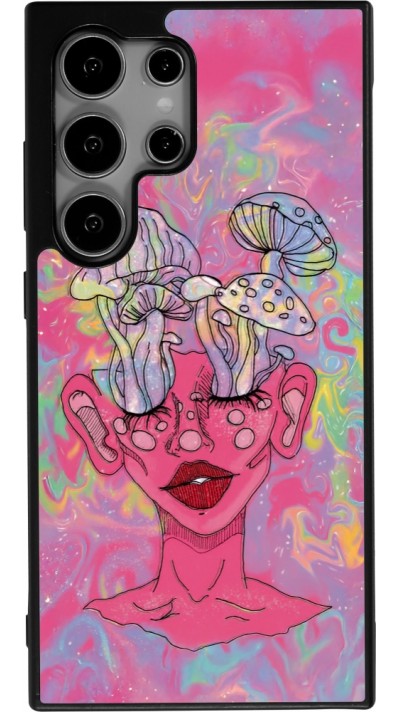 Coque Samsung Galaxy S24 Ultra - Silicone rigide noir Psychedelic pink mushroom