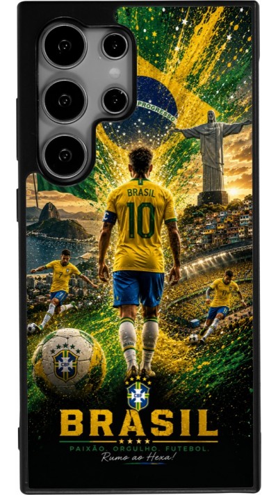 Samsung Galaxy S24 Ultra Case Hülle - Silikon schwarz Fussball Brasilien splash 2026