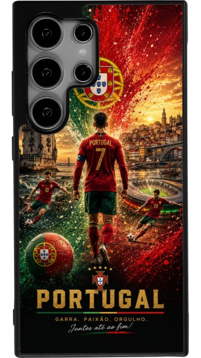 Samsung Galaxy S24 Ultra Case Hülle - Silikon schwarz Fussball Portugal splash 2026