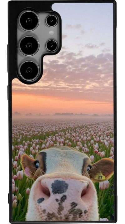 Samsung Galaxy S24 Ultra Case Hülle - Silikon schwarz Cow with tulips 2026