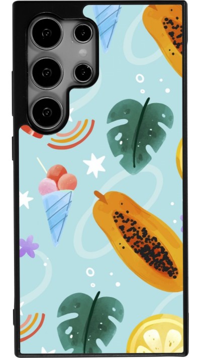 Samsung Galaxy S24 Ultra Case Hülle - Silikon schwarz Summer 2025 Pattern papaya