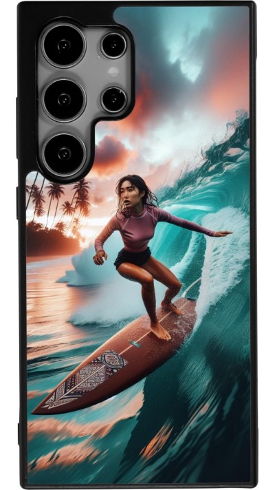 Samsung Galaxy S24 Ultra Case Hülle - Silikon schwarz Surferin aus Bali