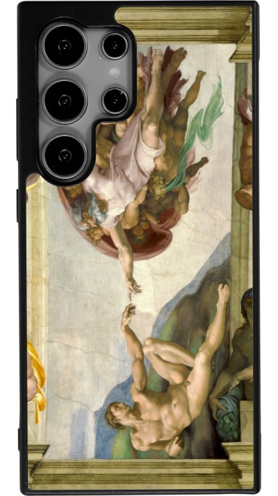 Samsung Galaxy S24 Ultra Case Hülle - Silikon schwarz Kunstbild - Die Erschaffung Adams - Michelangelo