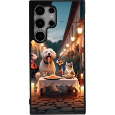 Samsung Galaxy S24 Ultra Case Hülle - Silikon schwarz Valentin 2024 Hund & Katze Kerzenlicht