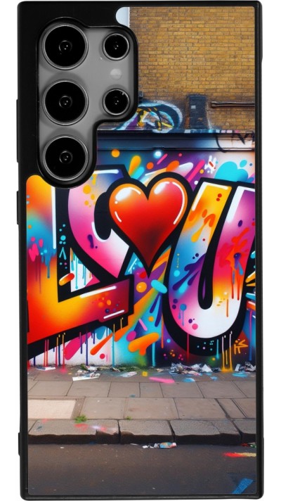 Coque Samsung Galaxy S24 Ultra - Silicone rigide noir Valentine 2025 Love U Tag
