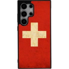 Samsung Galaxy S24 Ultra Case Hülle - Silikon schwarz Vintage Flag SWISS