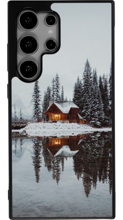Samsung Galaxy S24 Ultra Case Hülle - Silikon schwarz Winter 25 Winter house forest afternoon