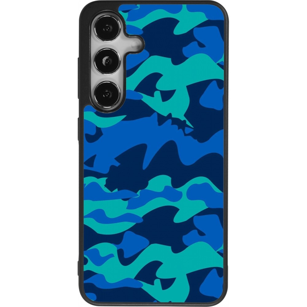 Samsung Galaxy S25 Case Hülle - Silikon schwarz Camo Blue
