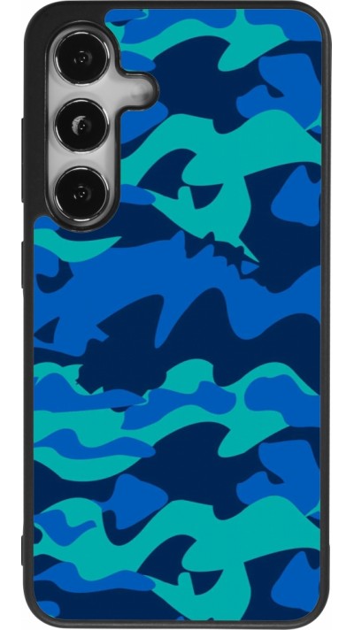 Samsung Galaxy S25 Case Hülle - Silikon schwarz Camo Blue
