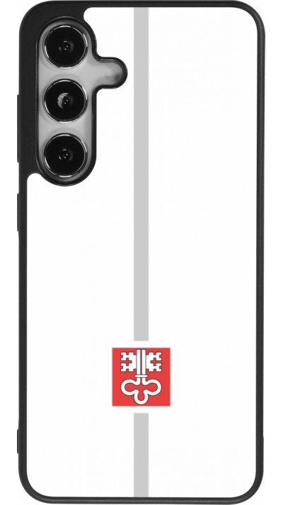 Coque Samsung Galaxy S25 - Silicone rigide noir Canton NW blanc