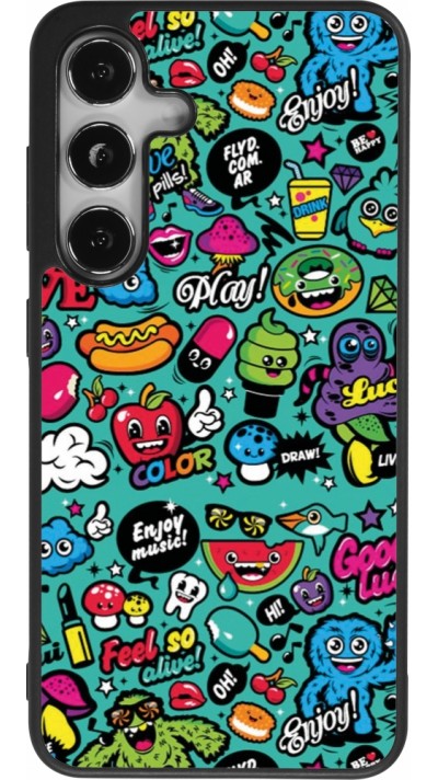 Samsung Galaxy S25 Case Hülle - Silikon schwarz Cartoons old school