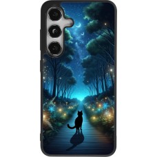 Samsung Galaxy S25 Case Hülle - Silikon schwarz Schwarze Katze Spaziergang