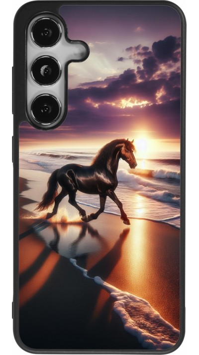 Samsung Galaxy S25 Case Hülle - Silikon schwarz Pferd majestätisch Strand