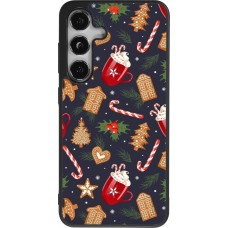Samsung Galaxy S25 Case Hülle - Silikon schwarz Christmas 25 Pattern Gingerbread House