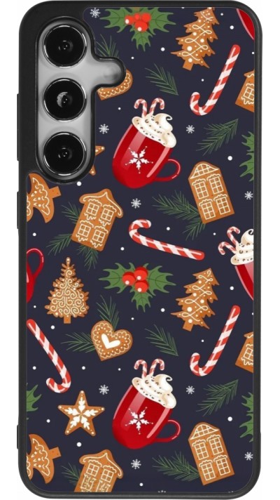 Samsung Galaxy S25 Case Hülle - Silikon schwarz Christmas 25 Pattern Gingerbread House