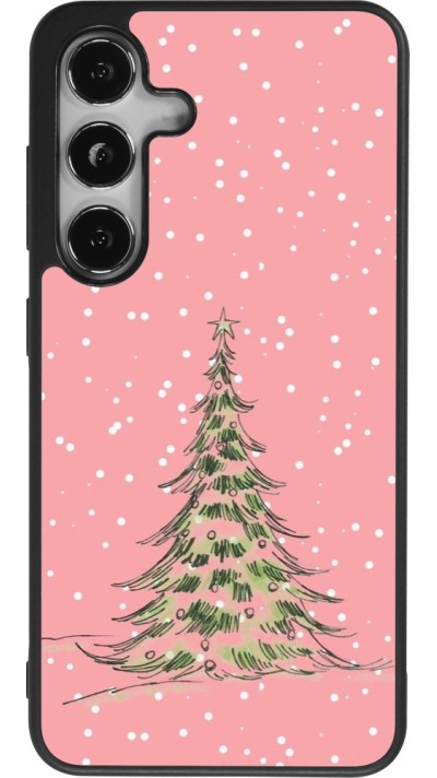 Samsung Galaxy S25 Case Hülle - Silikon schwarz Christmas 25 Pink Tree