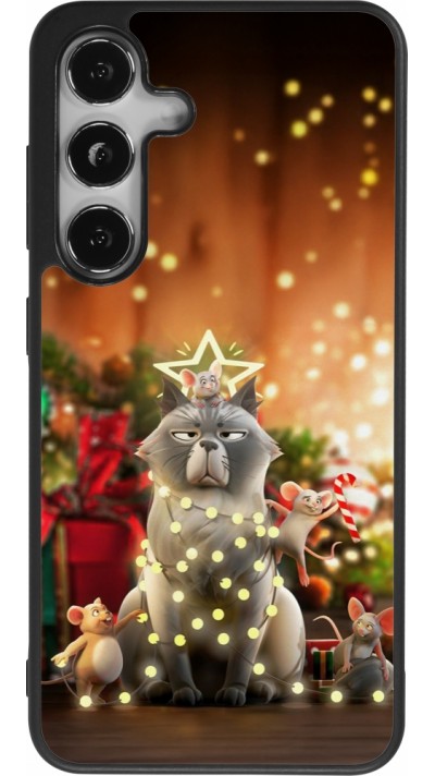 Samsung Galaxy S25 Case Hülle - Silikon schwarz Christmas 25 Xmas Cat