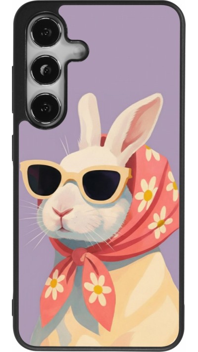 Samsung Galaxy S25 Case Hülle - Silikon schwarz Easter 2026 Rabbit with scarf