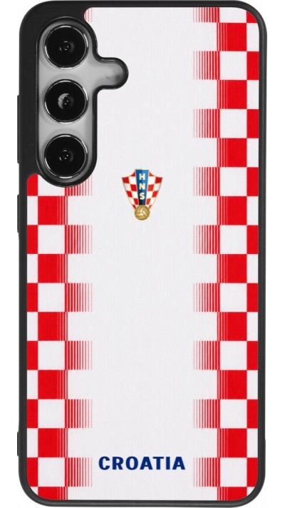 Samsung Galaxy S25 Case Hülle - Silikon schwarz Kroatien 2026 personalisierbares Fussballtrikot