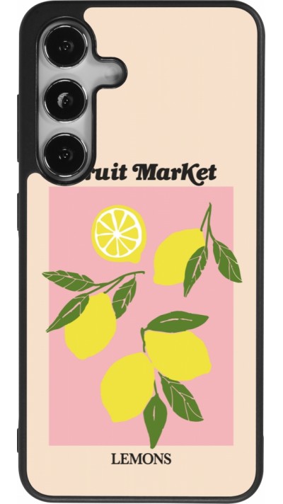 Samsung Galaxy S25 Case Hülle - Silikon schwarz Fruit market lemons 2026