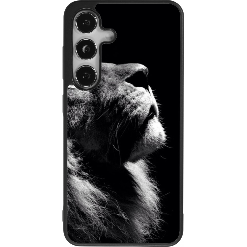 Samsung Galaxy S25 Case Hülle - Silikon schwarz Lion looking up