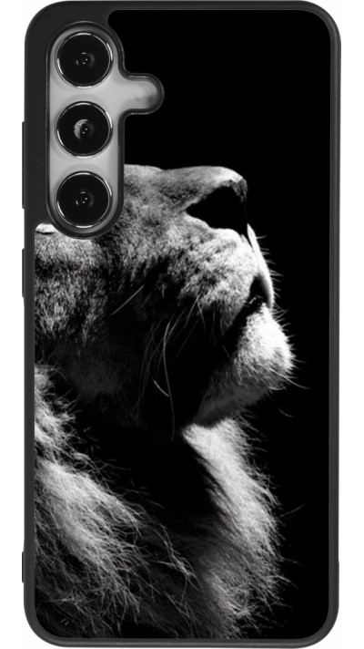 Samsung Galaxy S25 Case Hülle - Silikon schwarz Lion looking up