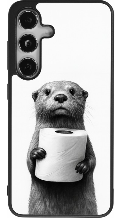 Coque Samsung Galaxy S25 - Silicone rigide noir Loutre papier de toilette