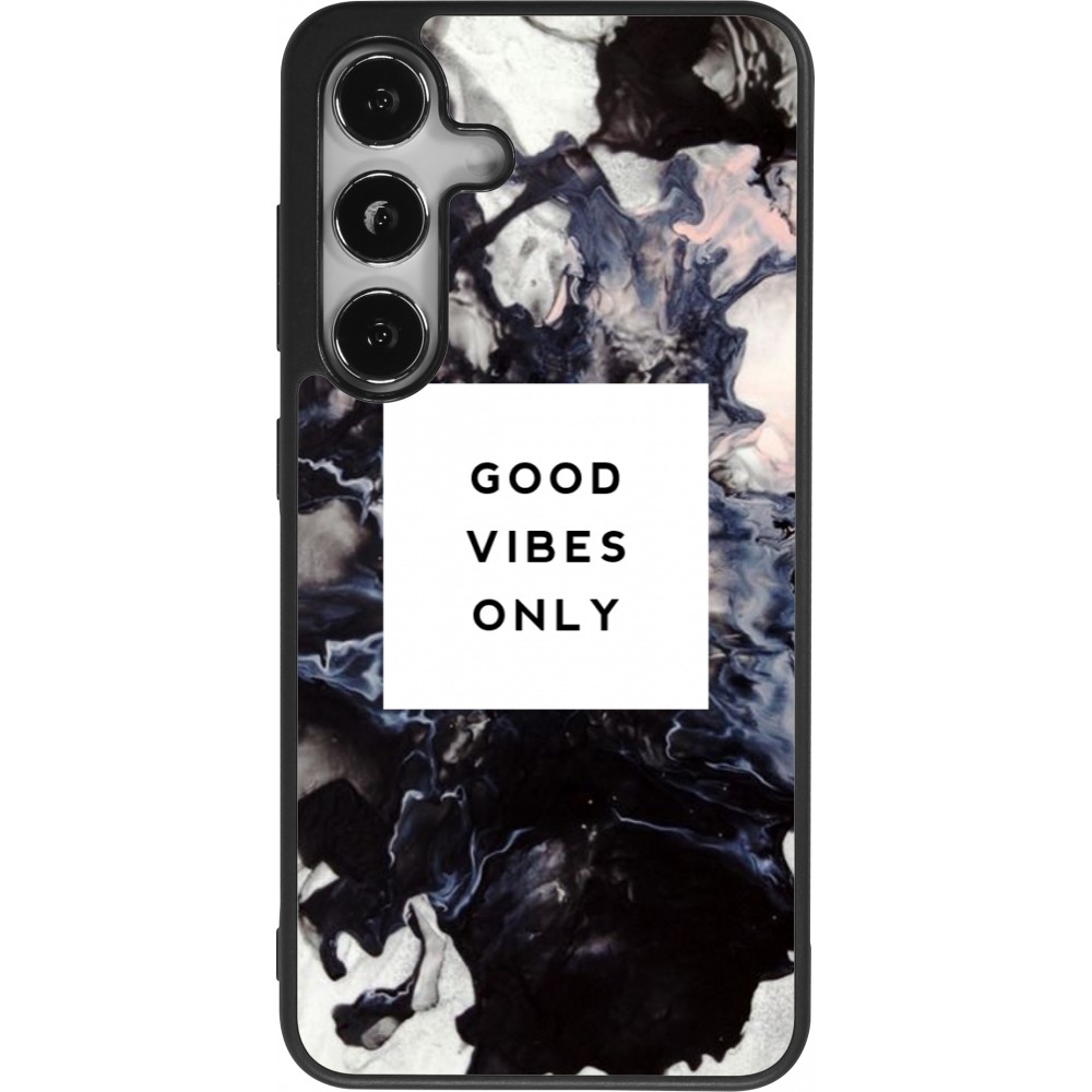 Samsung Galaxy S25 Case Hülle - Silikon schwarz Marble Good Vibes Only