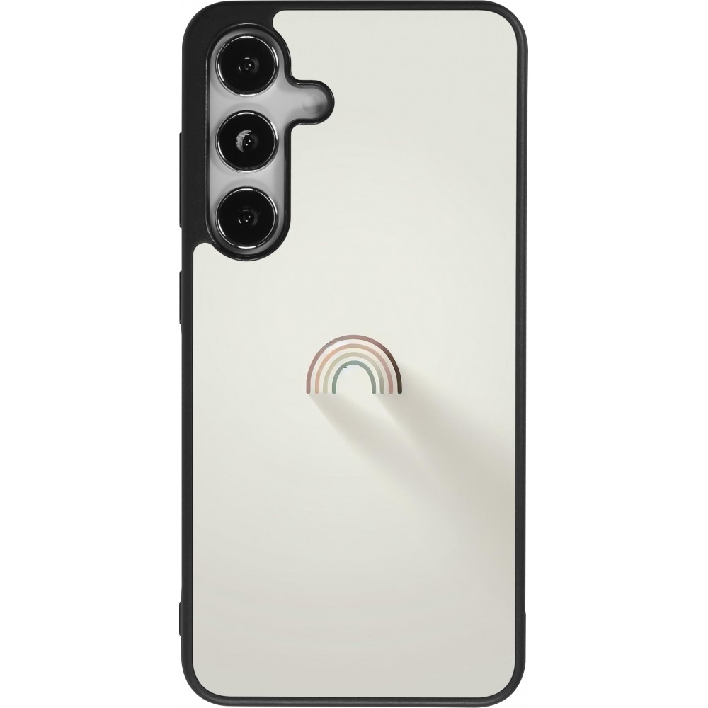 Samsung Galaxy S25 Case Hülle - Silikon schwarz Mini Regenbogen Minimal