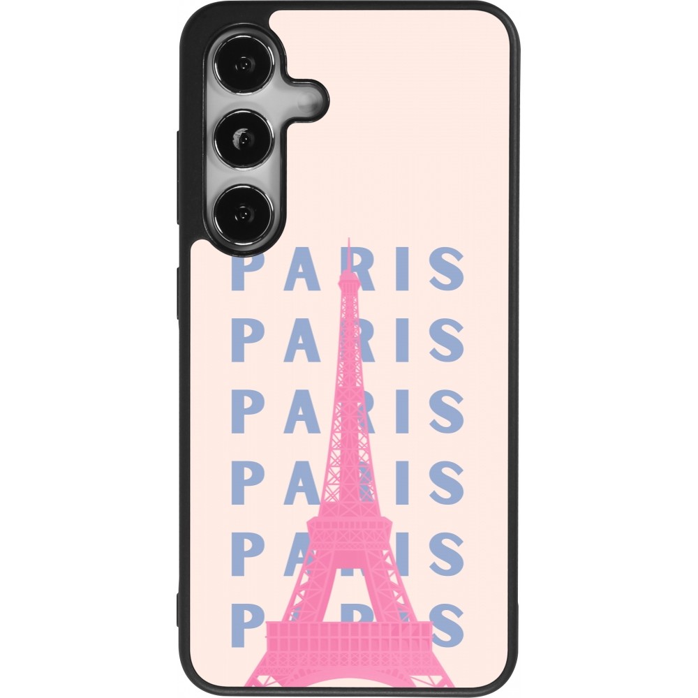 Samsung Galaxy S25 Case Hülle - Silikon schwarz Paris Pink Print