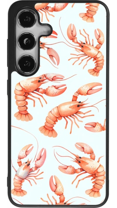 Samsung Galaxy S25 Case Hülle - Silikon schwarz Muster von pastellfarbenen Hummern