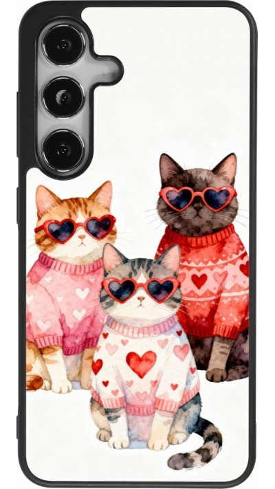 Samsung Galaxy S25 Case Hülle - Silikon schwarz Saint Valentines Day 26 Cat Love