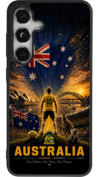 Samsung Galaxy S25 Case Hülle - Silikon schwarz Fussball Australien splash 2026
