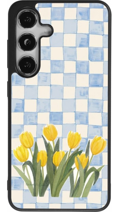Samsung Galaxy S25 Case Hülle - Silikon schwarz Blue vichy tulips 2026