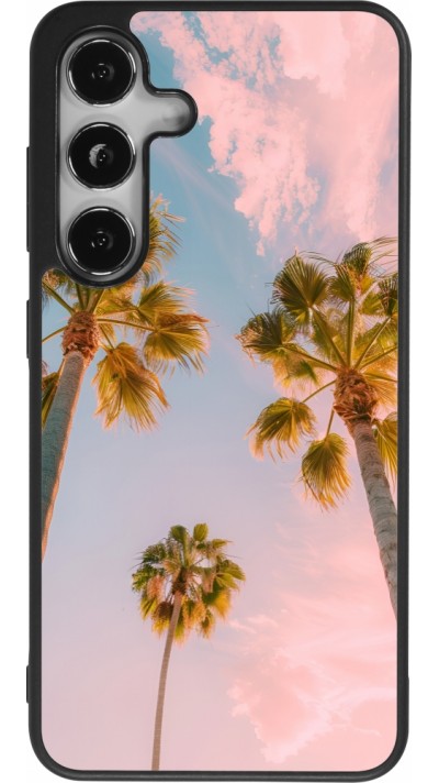 Samsung Galaxy S25 Case Hülle - Silikon schwarz Summer 2025 Palmiers