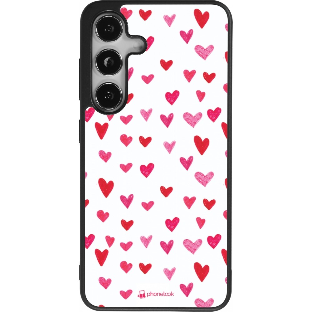 Samsung Galaxy S25 Case Hülle - Silikon schwarz Valentine 2022 Many pink hearts