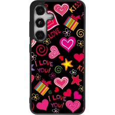 Samsung Galaxy S25 Case Hülle - Silikon schwarz Valentine 2023 love symbols