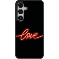 Coque Samsung Galaxy S25 - Silicone rigide noir Valentine 2023 neon love