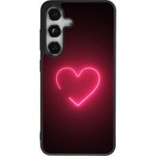 Samsung Galaxy S25 Case Hülle - Silikon schwarz Valentine 2023 single neon heart