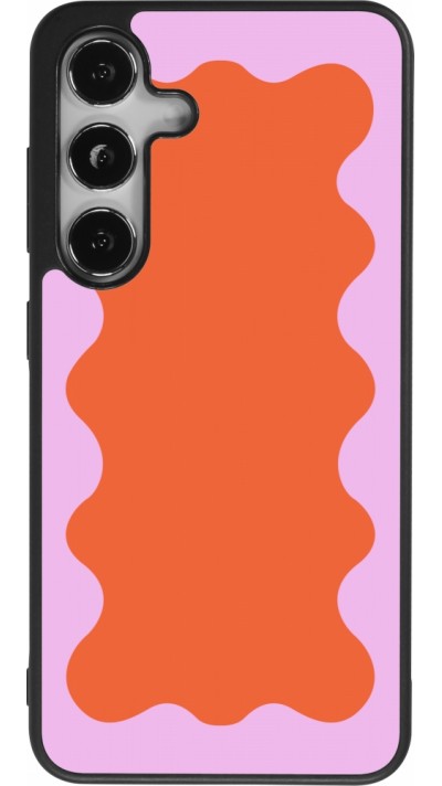 Samsung Galaxy S25 Case Hülle - Silikon schwarz Wavy Rectangle Orange Pink