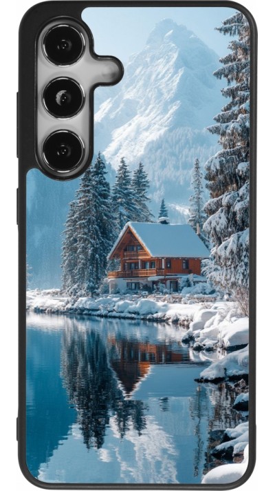 Samsung Galaxy S25 Case Hülle - Silikon schwarz Winter 25 Winter house forest day