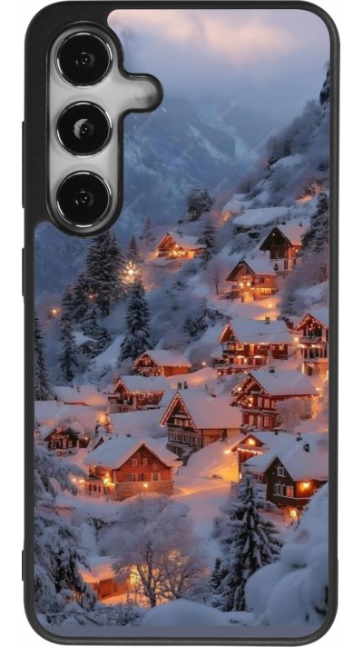 Samsung Galaxy S25 Case Hülle - Silikon schwarz Winter 25 Winter snowy village