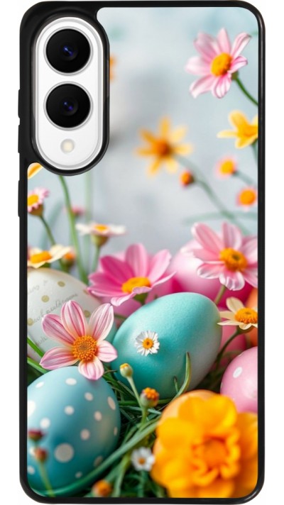Samsung Galaxy S25 Edge Case Hülle - Silikon schwarz Easter 2026 Eggs with flowers