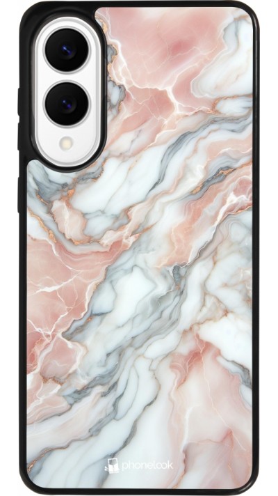 Samsung Galaxy S25 Edge Case Hülle - Silikon schwarz Rosa Leuchtender Marmor