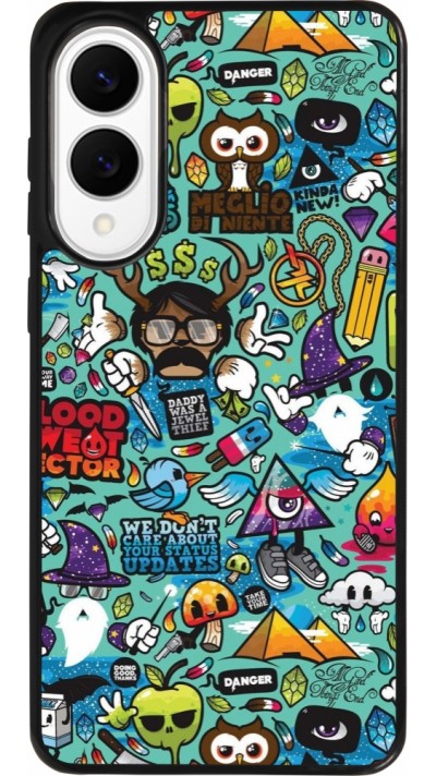 Samsung Galaxy S25 Edge Case Hülle - Silikon schwarz Mixed Cartoons Turquoise