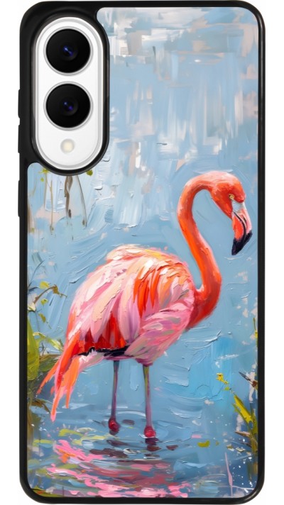 Samsung Galaxy S25 Edge Case Hülle - Silikon schwarz Paint Flamingo