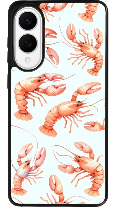 Samsung Galaxy S25 Edge Case Hülle - Silikon schwarz Muster von pastellfarbenen Hummern