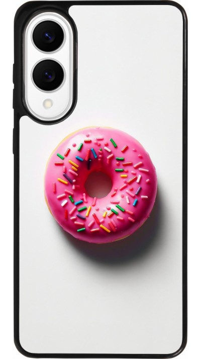 Samsung Galaxy S25 Edge Case Hülle - Silikon schwarz Weisser Hintergrund, pinker Donut Samsung Galaxy S25 Edge Case Hülle - Silikon schwarz Weisser Hintergrund, pinker Donut