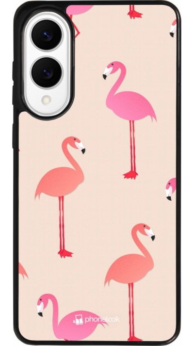 Samsung Galaxy S25 Edge Case Hülle - Silikon schwarz Pink Flamingos Pattern