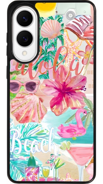 Samsung Galaxy S25 Edge Case Hülle - Silikon schwarz Preppy Collage Aloha